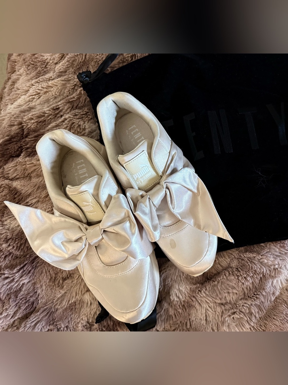 Fenty x Puma Women's Satin Bow Sneakers in Ivory